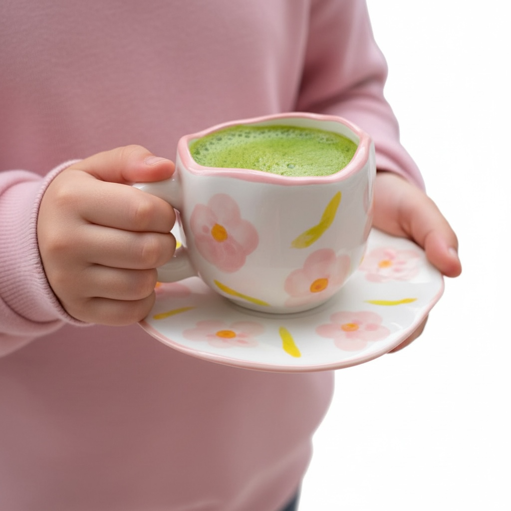 weiss Coquette Ästhetik Tasse mit rosa blumen