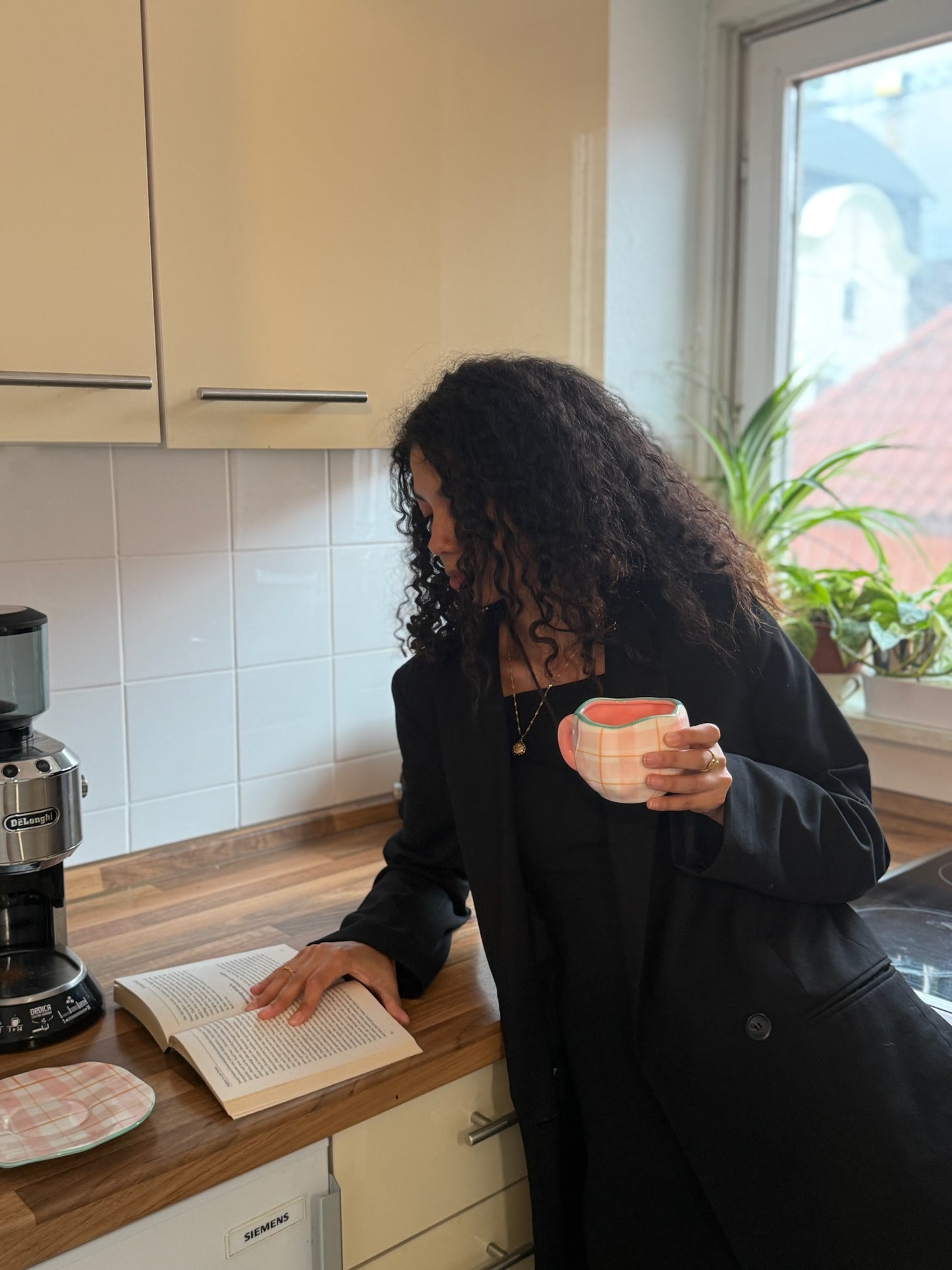 Schöne Gläser rosa Vintage Coquette Tasse Retro kariert