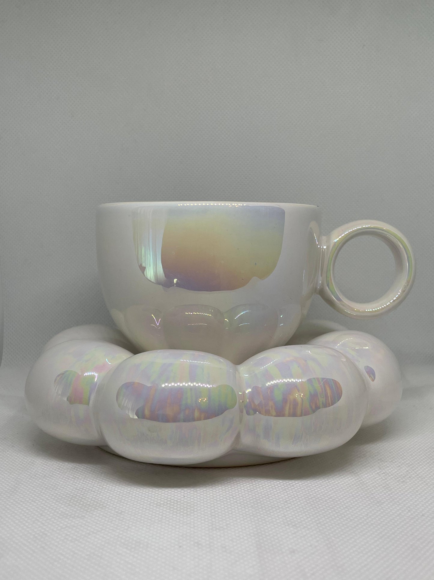 Aesthetic Gläser perleweiße Wolkenblumen Tasse