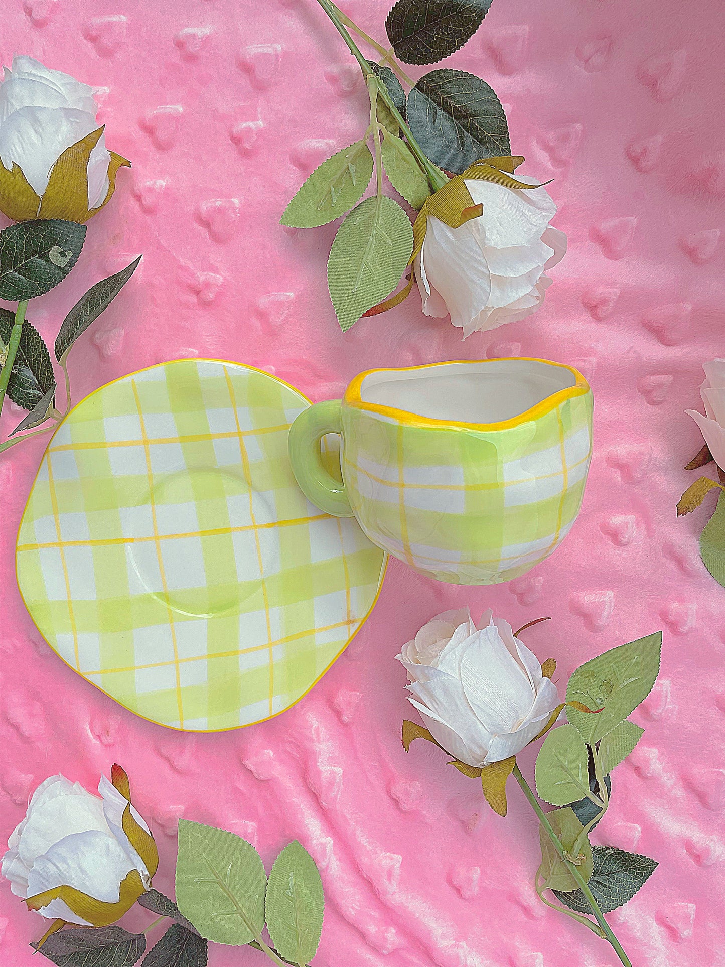 Green Vintage Retro Plaid Mug