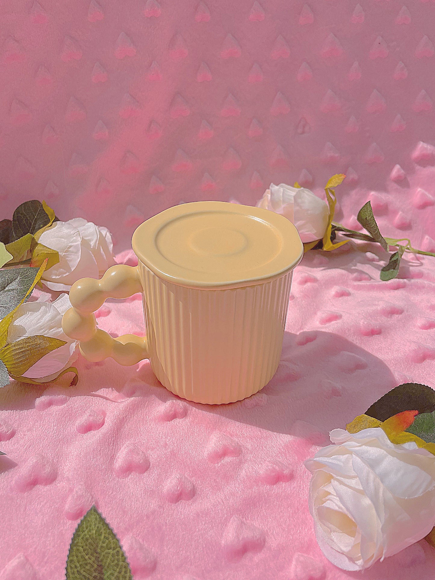 Yellow Bubbly handle Mug