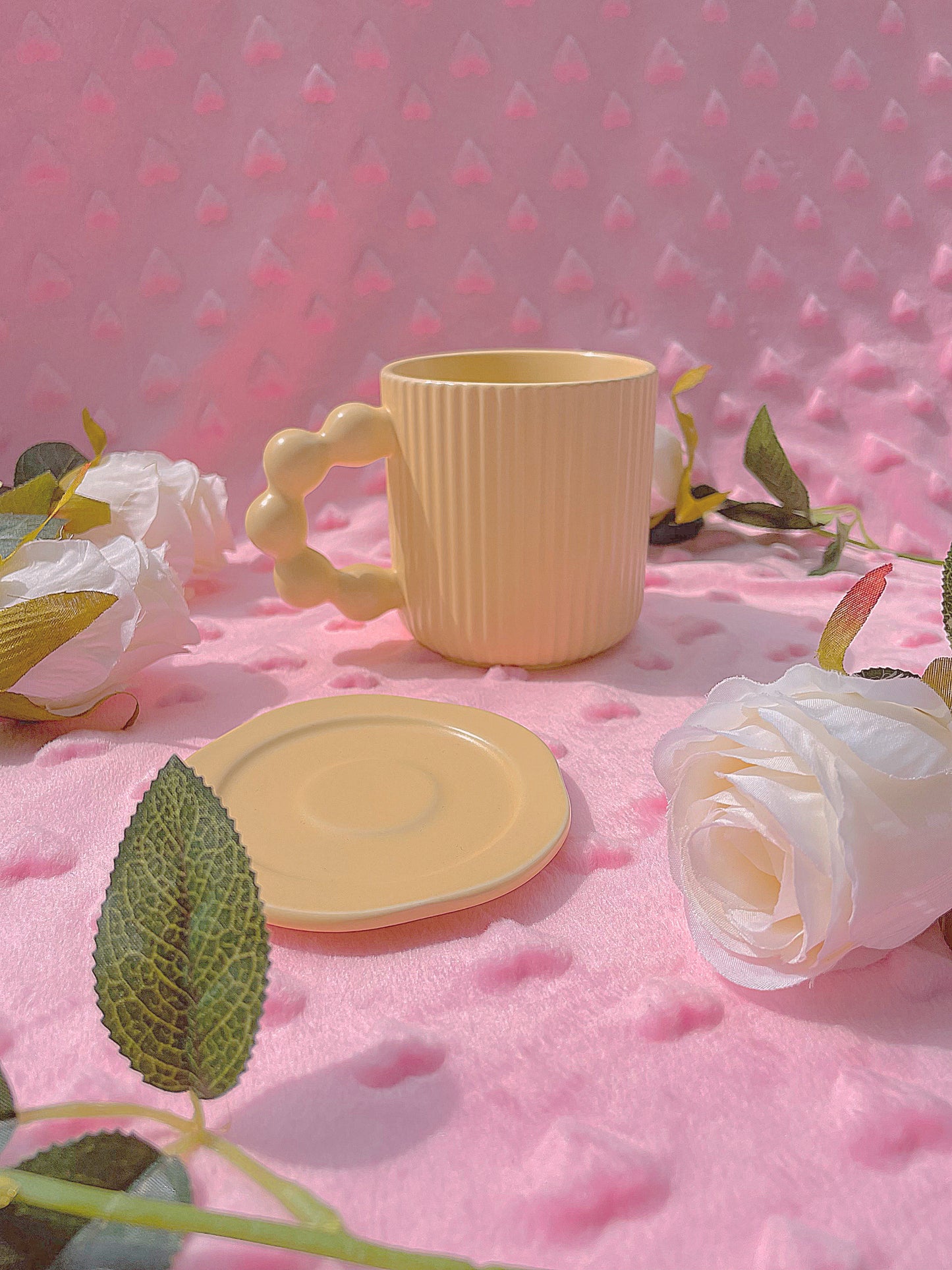 Yellow Bubbly handle Mug