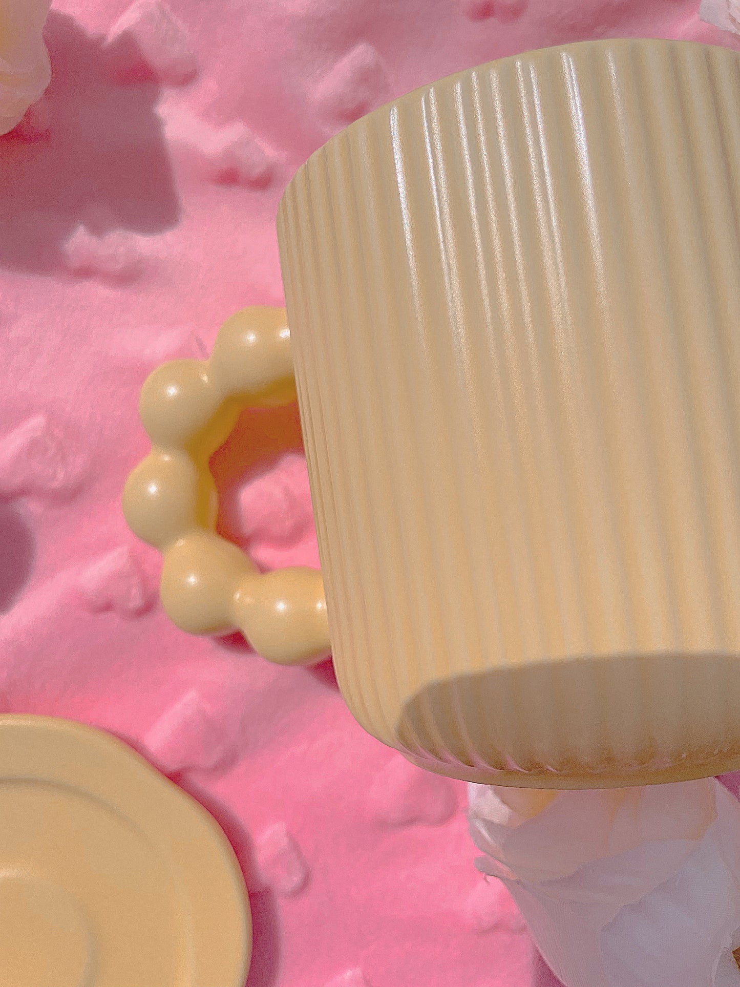 Yellow Bubbly handle Mug