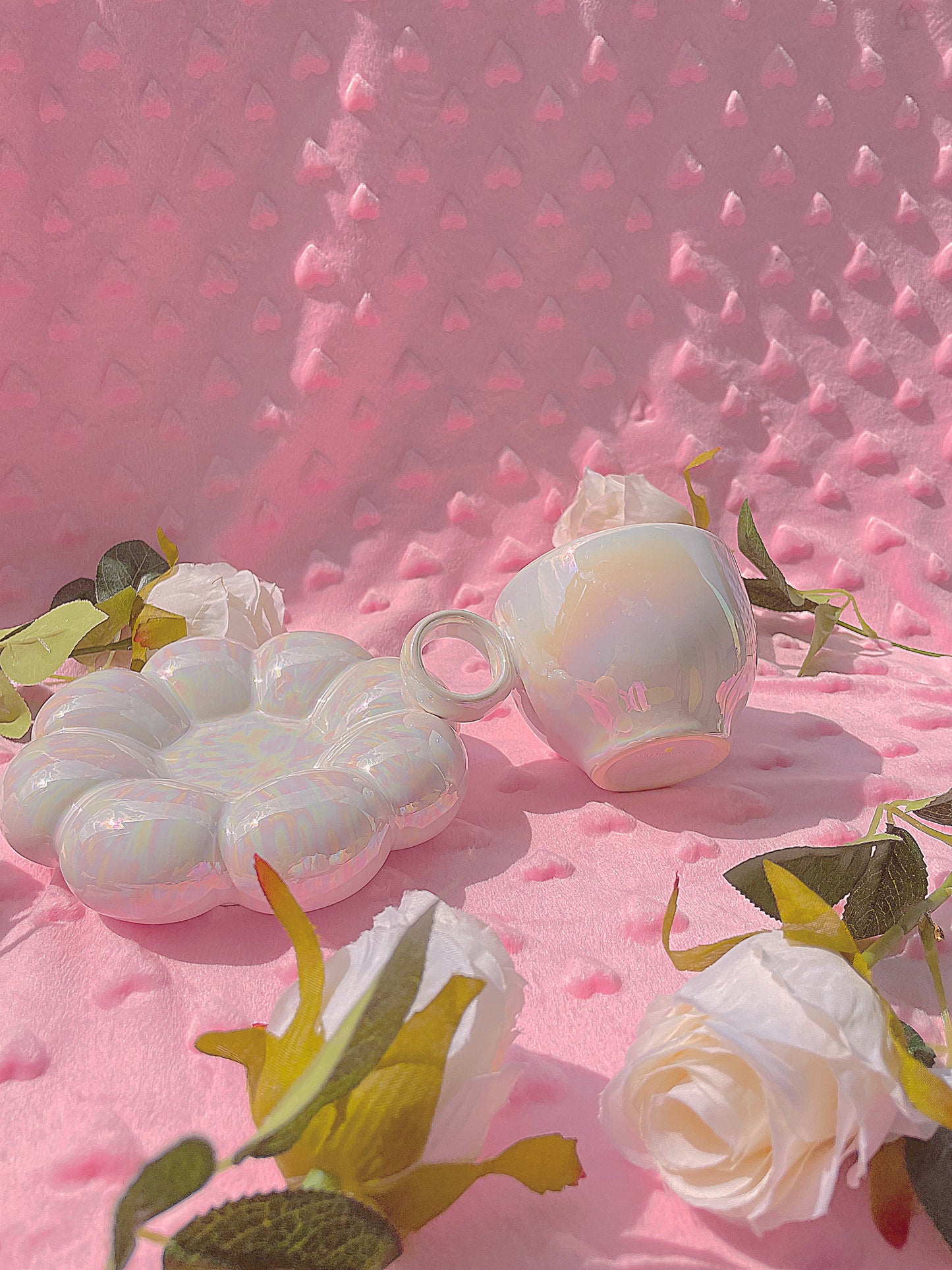 Pearl White Cloud Flower Mug
