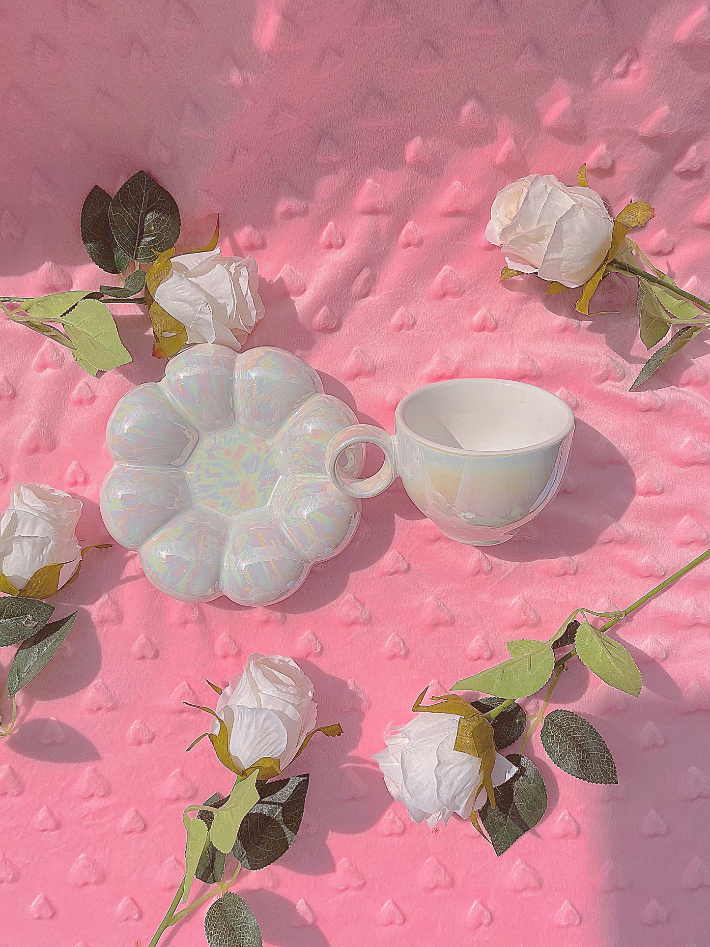 Pearl White Cloud Flower Mug