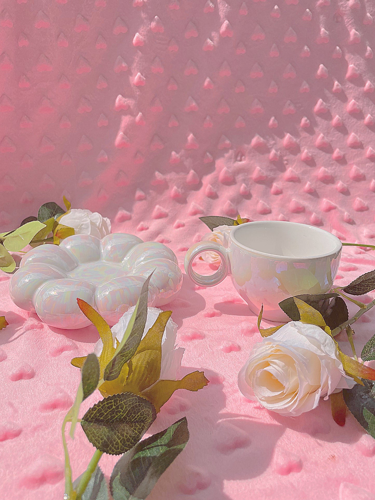 Pearl White Cloud Flower Mug