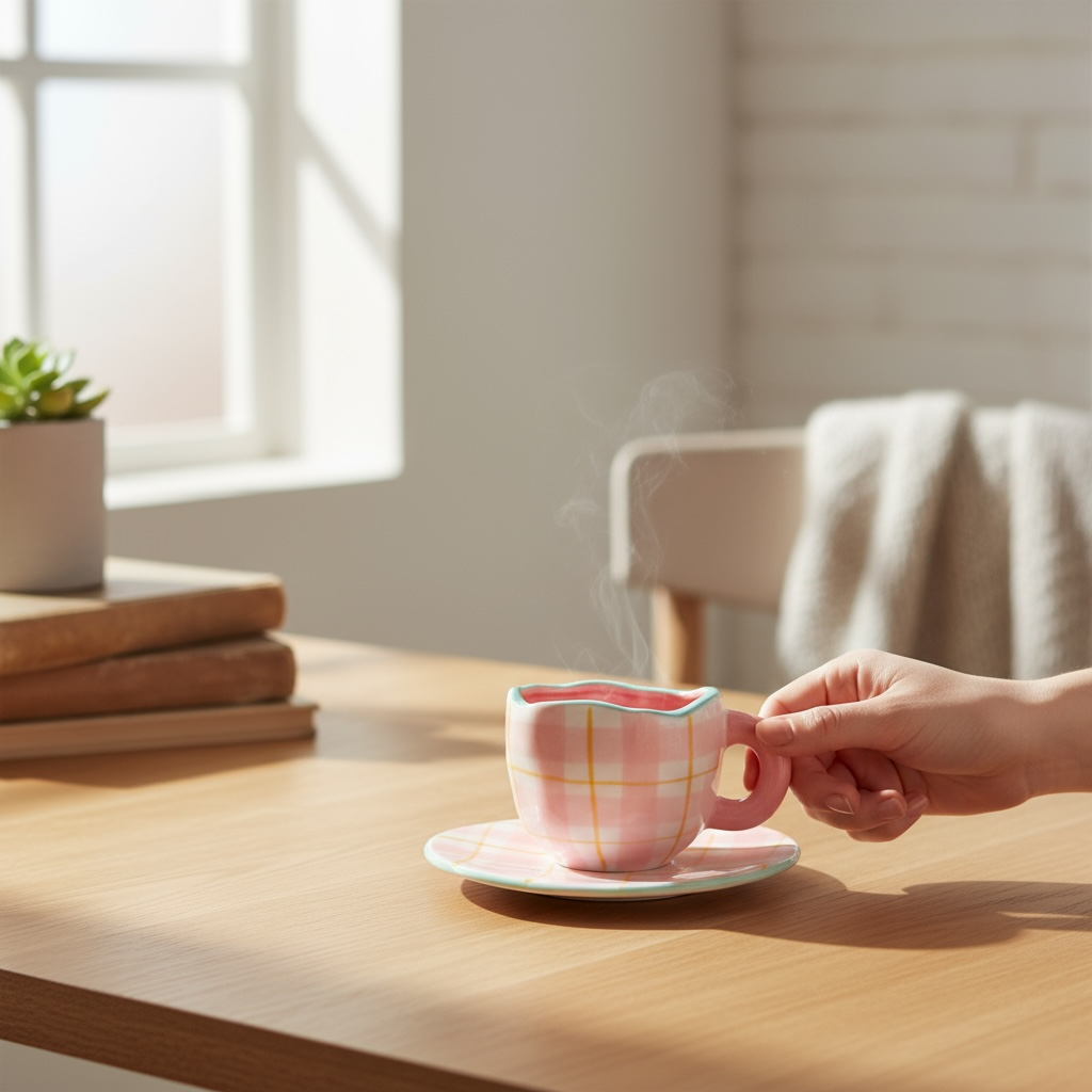 Vintage Coquette Mug Pink Retro plaid