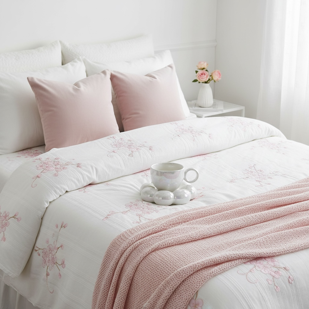 Aesthetic Gläser perleweiße Wolkenblumen Tasse