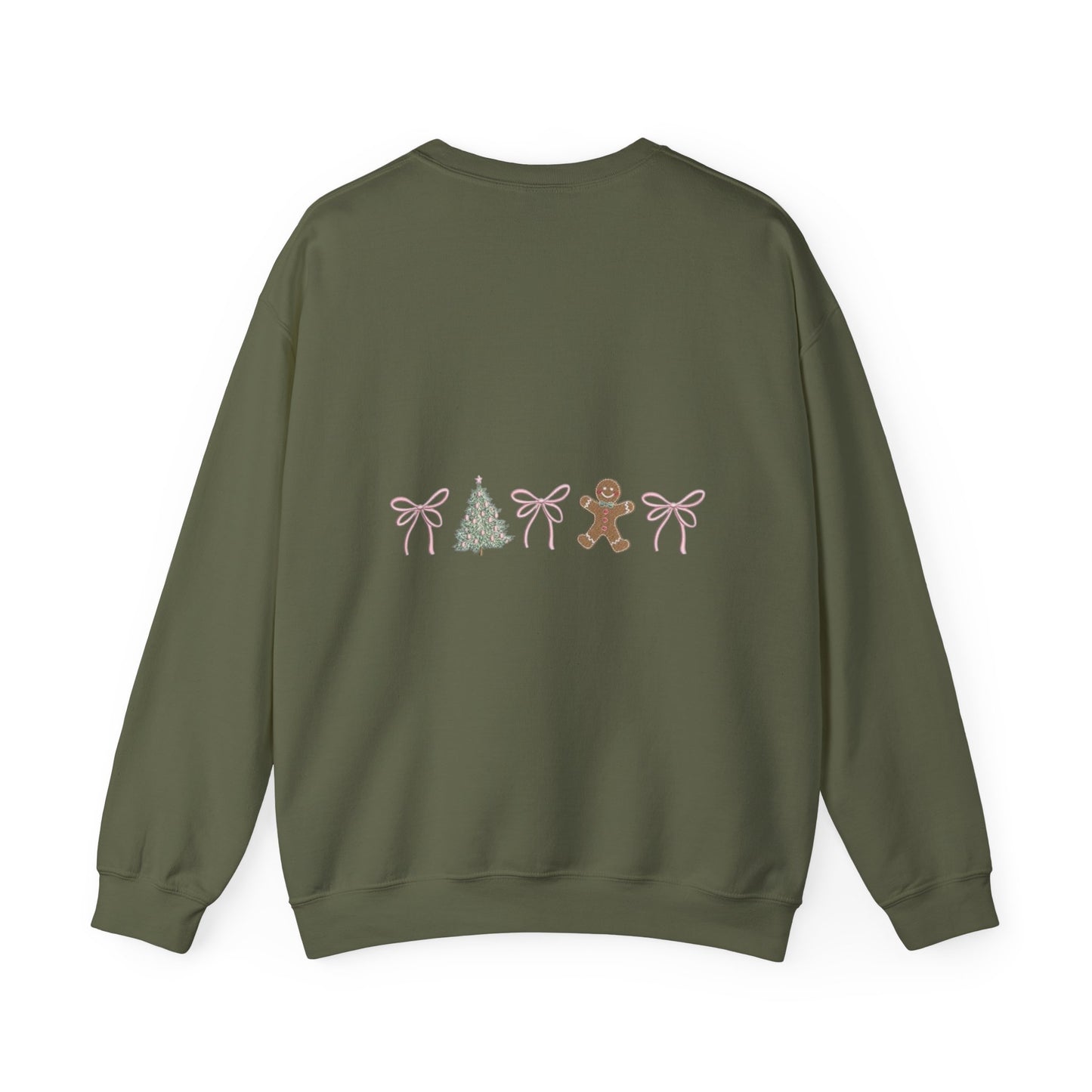 Christmas Crewneck Sweatshirt — "Coquette Christmas" Gingerbread & Tree Holiday Pullover