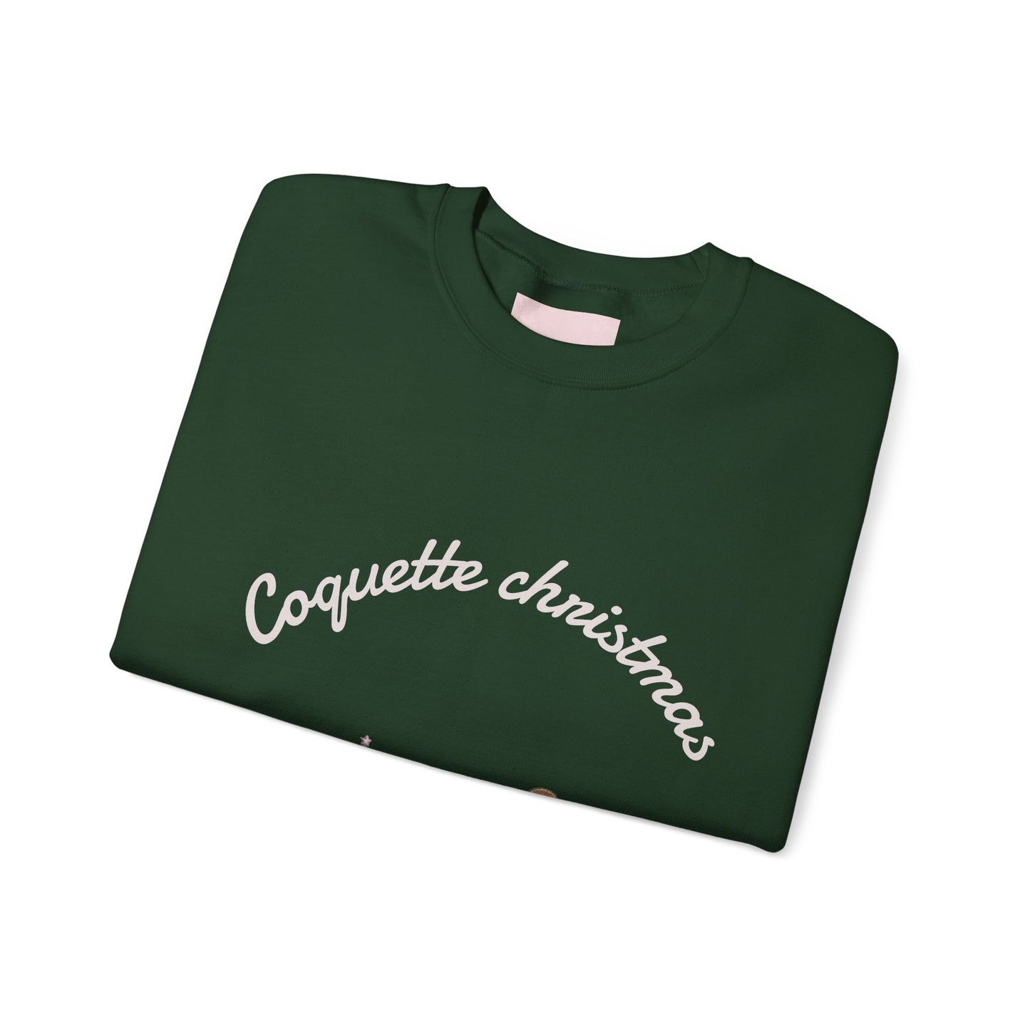 Christmas Crewneck Sweatshirt — "Coquette Christmas" Gingerbread & Tree Holiday Pullover