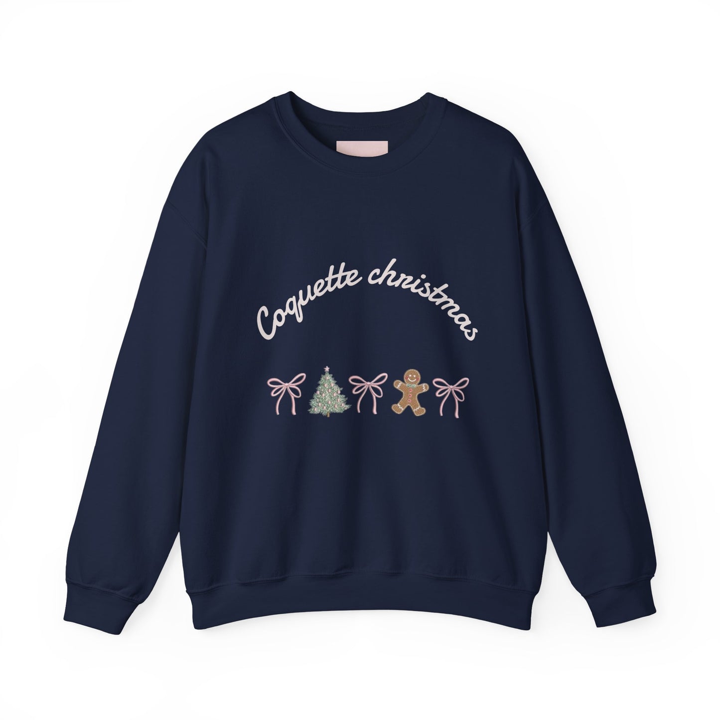 Christmas Crewneck Sweatshirt — "Coquette Christmas" Gingerbread & Tree Holiday Pullover