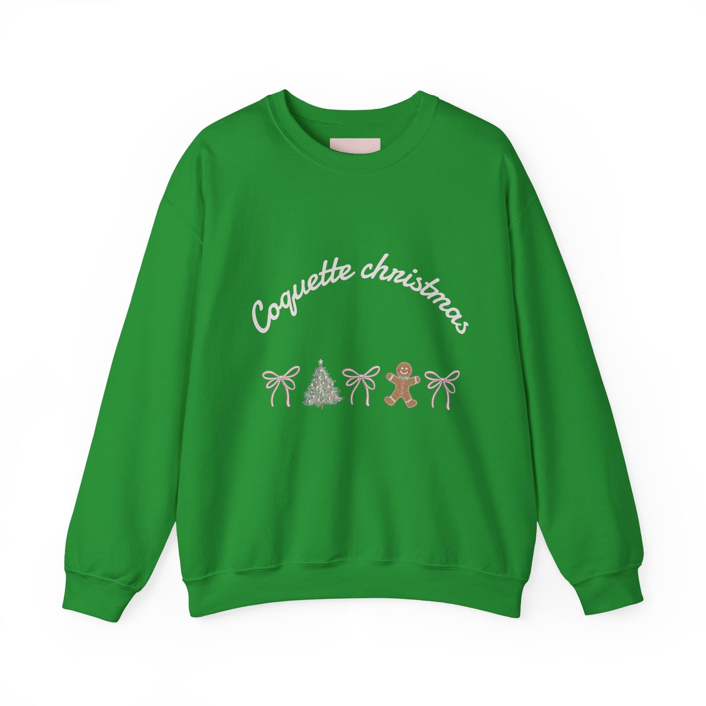 Christmas Crewneck Sweatshirt — "Coquette Christmas" Gingerbread & Tree Holiday Pullover