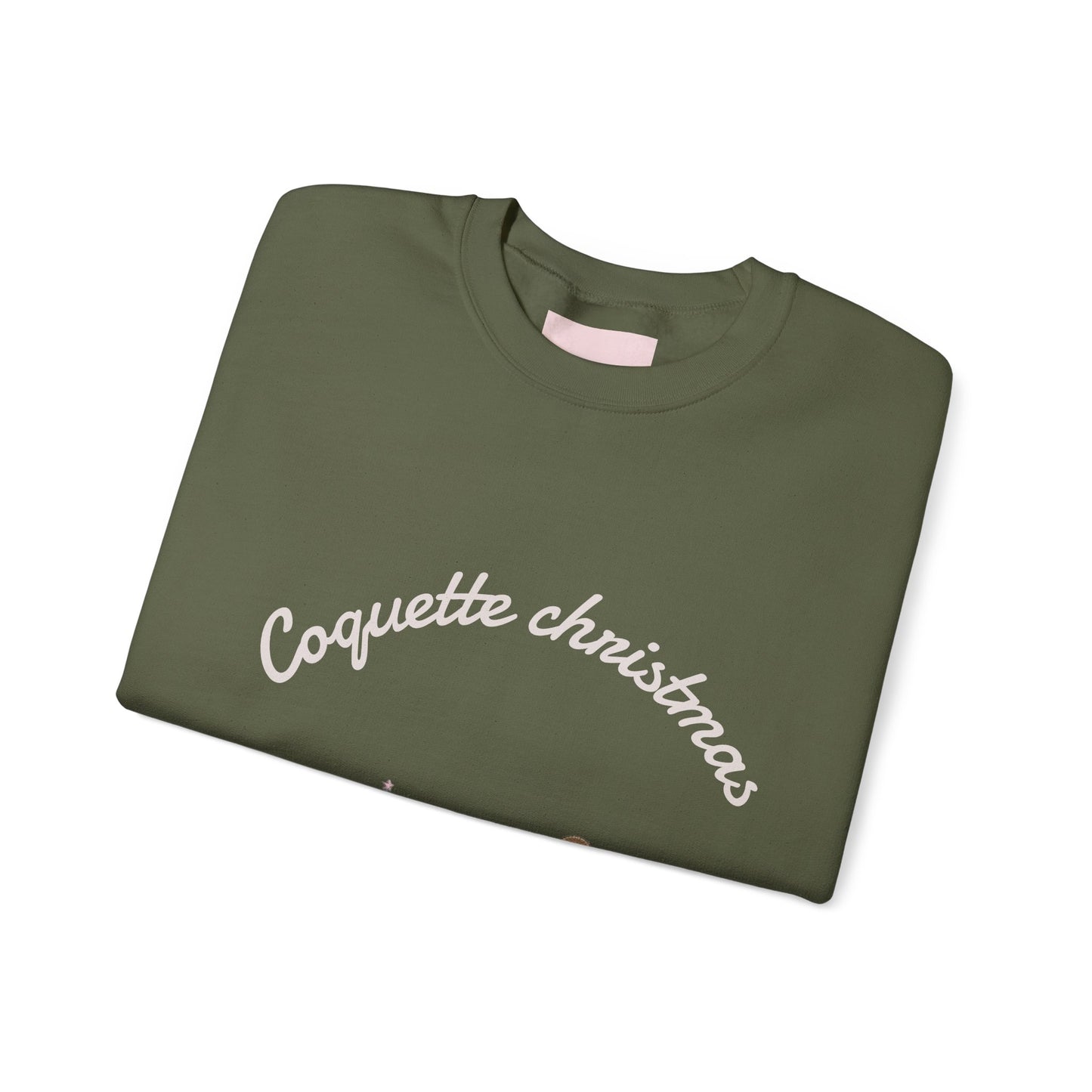 Christmas Crewneck Sweatshirt — "Coquette Christmas" Gingerbread & Tree Holiday Pullover
