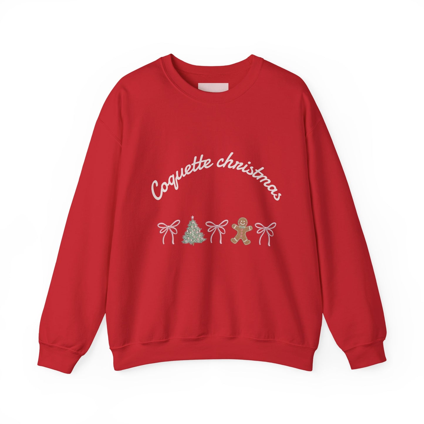 Christmas Crewneck Sweatshirt — "Coquette Christmas" Gingerbread & Tree Holiday Pullover