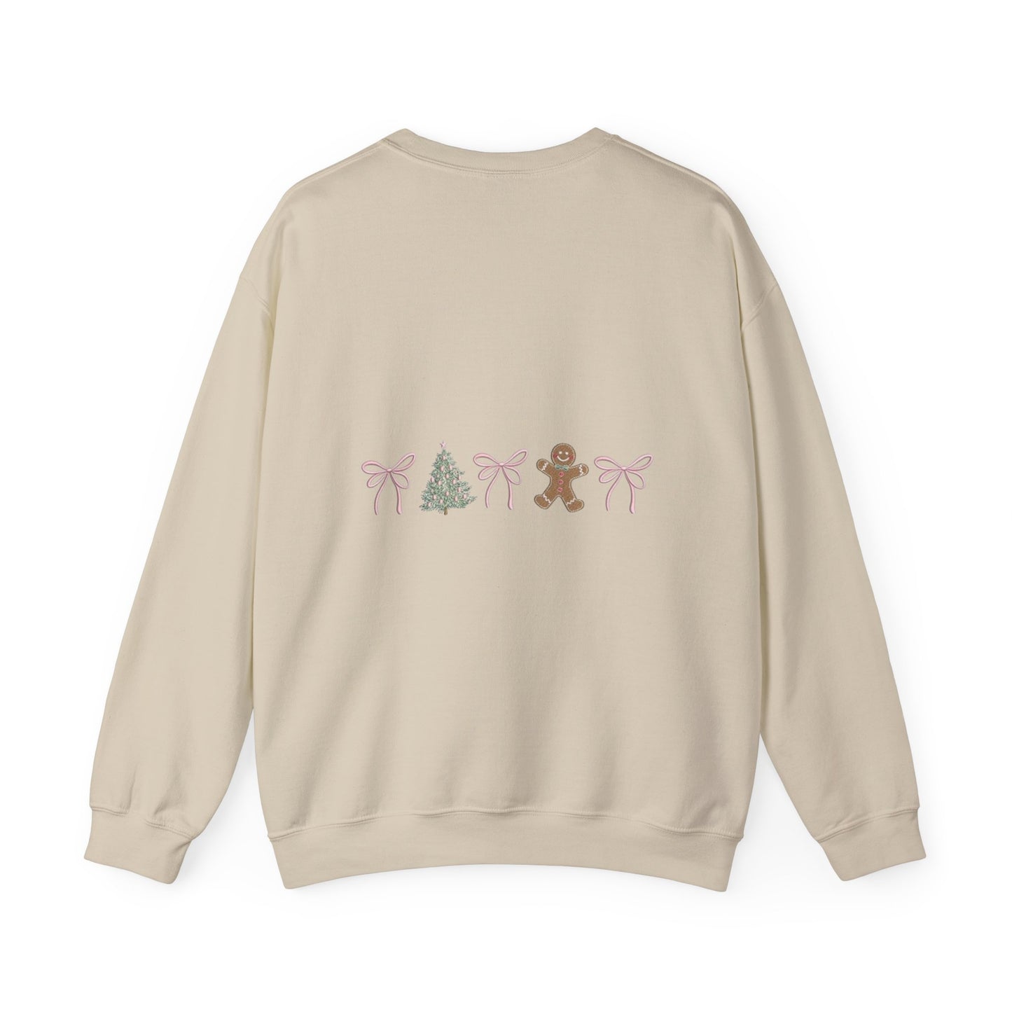 Christmas Crewneck Sweatshirt — "Coquette Christmas" Gingerbread & Tree Holiday Pullover