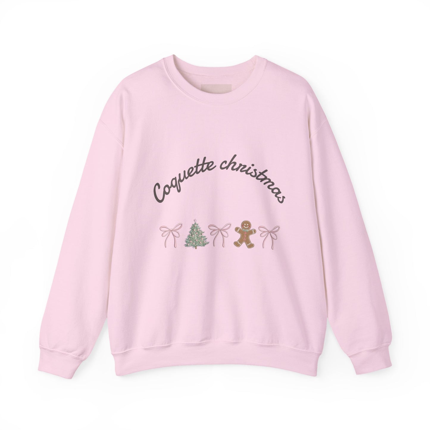 Christmas Crewneck Sweatshirt — "Coquette Christmas" Gingerbread & Tree Holiday Pullover