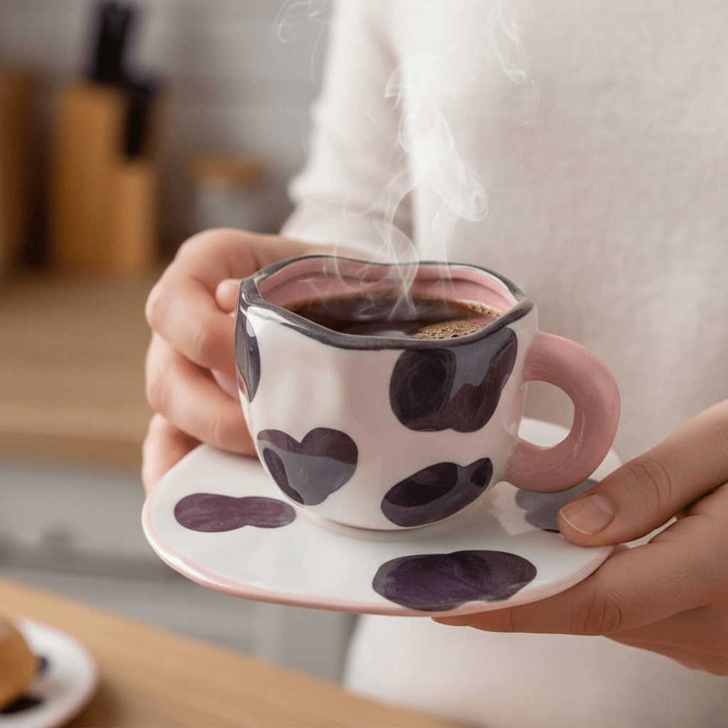 keramik tasse mit Kuh-Print