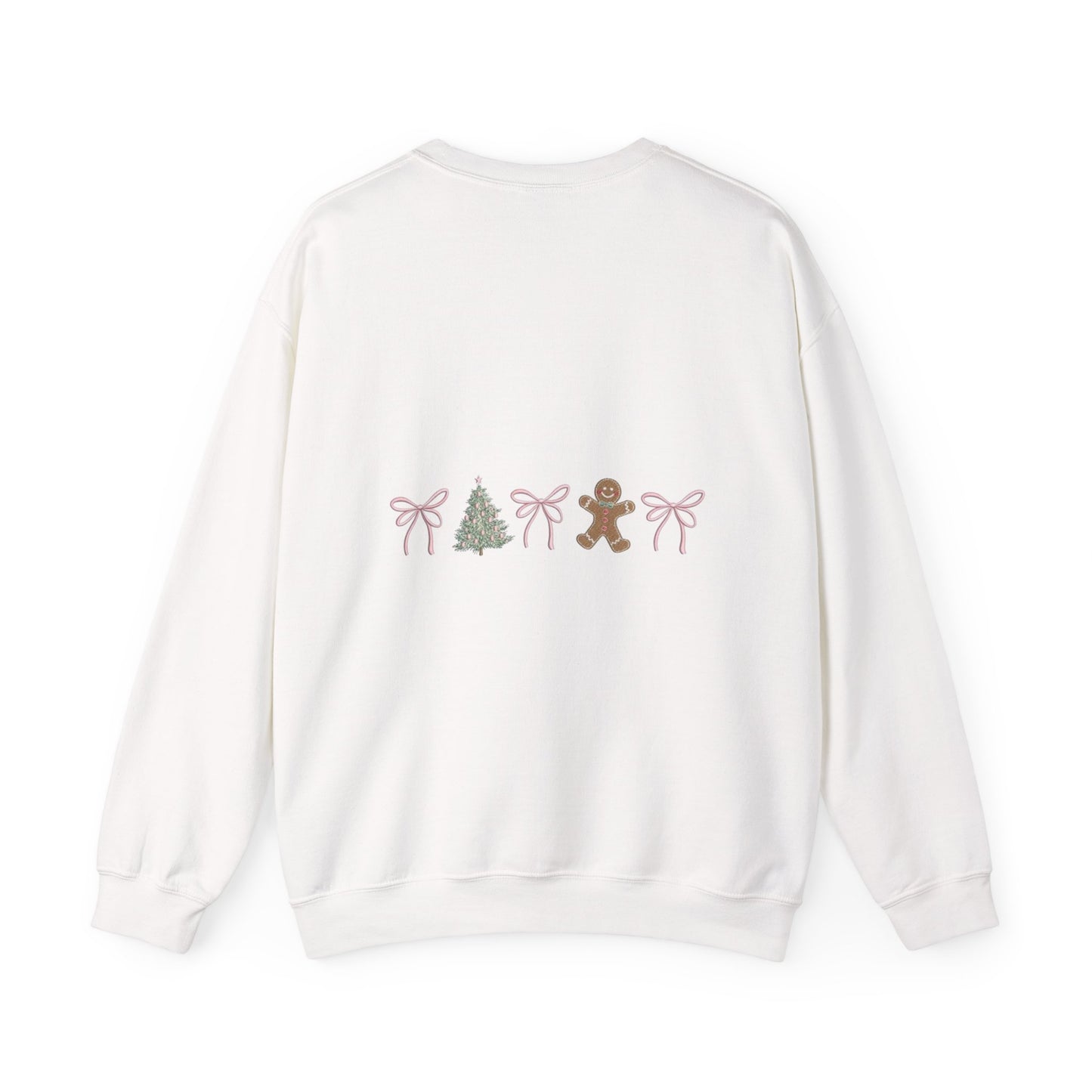 Christmas Crewneck Sweatshirt — "Coquette Christmas" Gingerbread & Tree Holiday Pullover