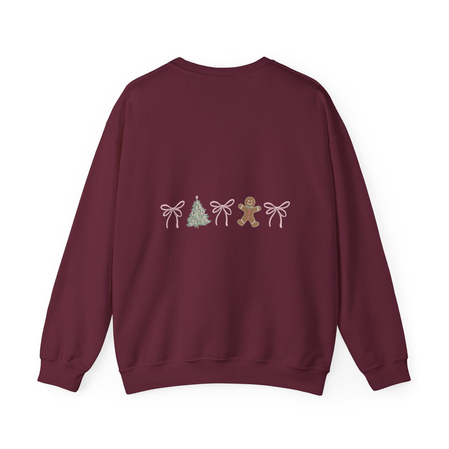 Christmas Crewneck Sweatshirt — "Coquette Christmas" Gingerbread & Tree Holiday Pullover