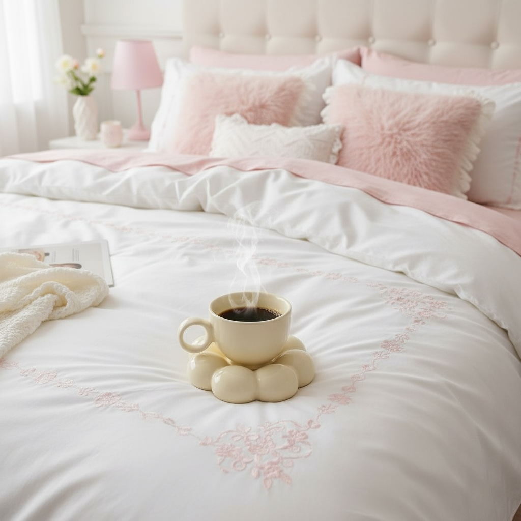 Glas in Gelb mit Wolkenblume – feminine Tasse