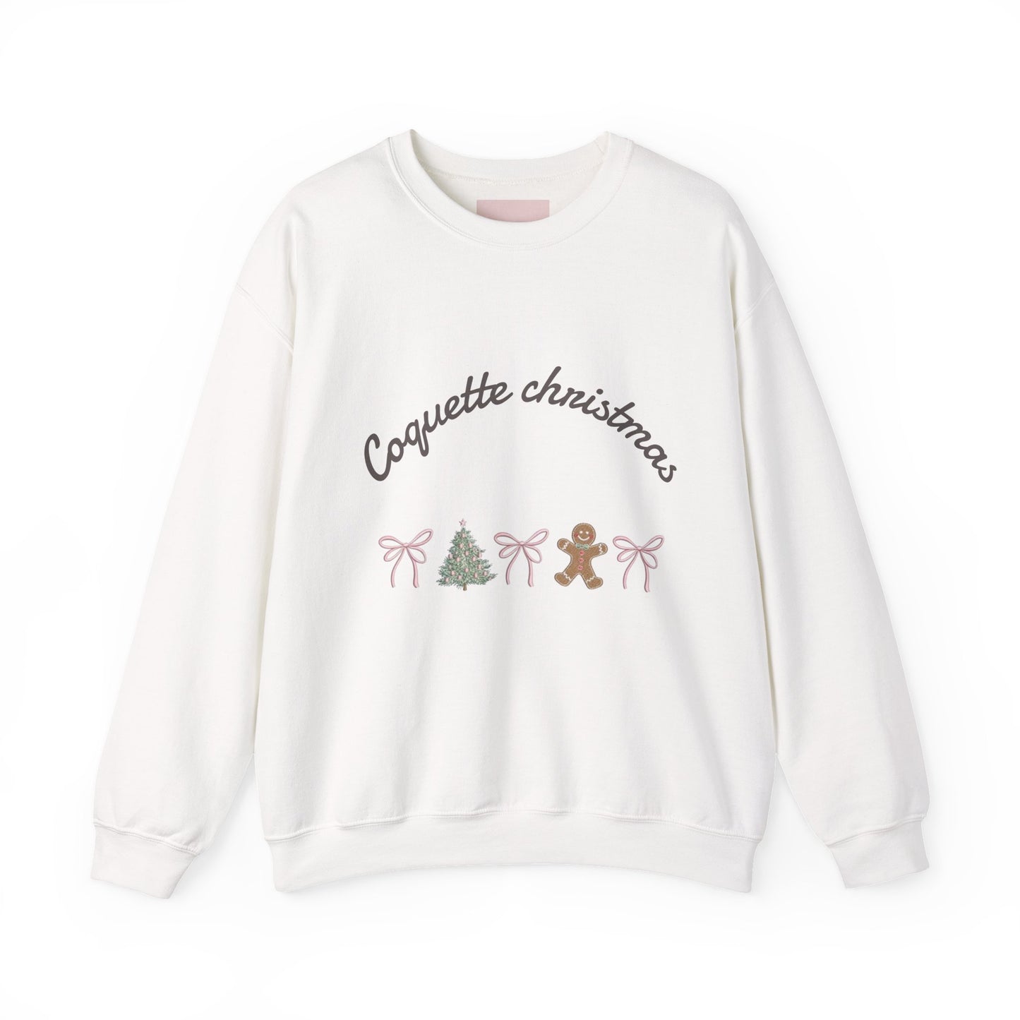 Christmas Crewneck Sweatshirt — "Coquette Christmas" Gingerbread & Tree Holiday Pullover
