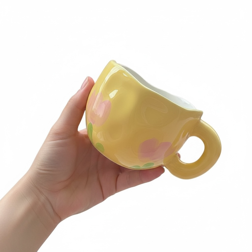 Tasse mit Untertasse – Gelbe Tulpenblume