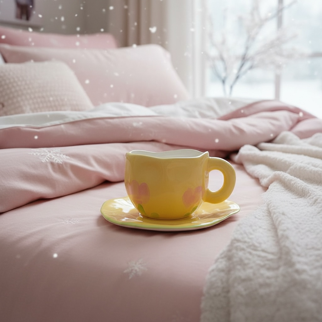 Tasse mit Untertasse – Gelbe Tulpenblume