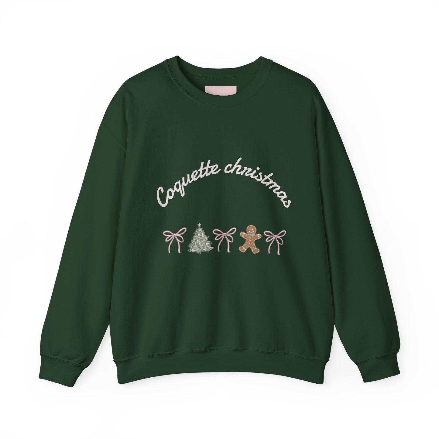 Christmas Crewneck Sweatshirt — "Coquette Christmas" Gingerbread & Tree Holiday Pullover