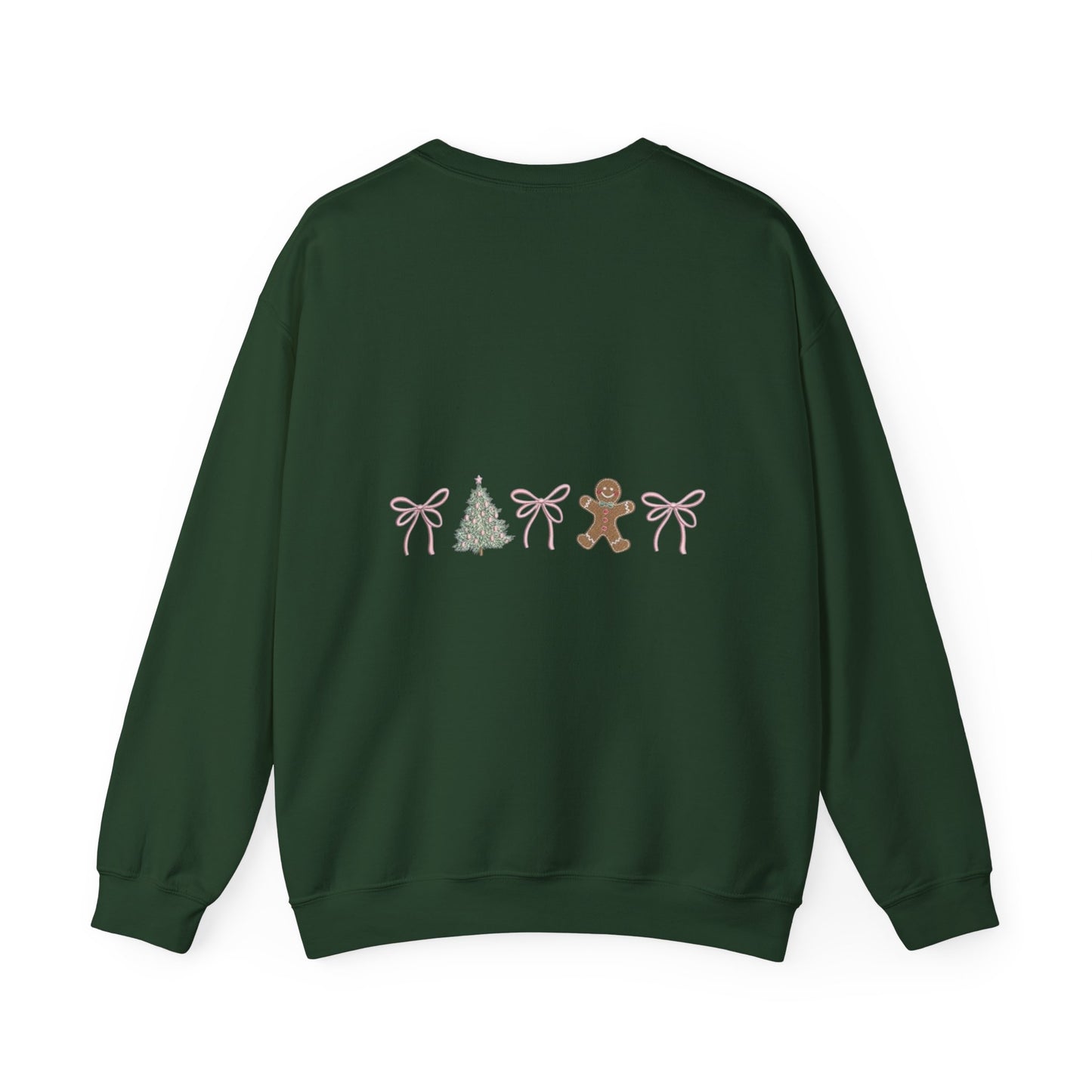 Christmas Crewneck Sweatshirt — "Coquette Christmas" Gingerbread & Tree Holiday Pullover
