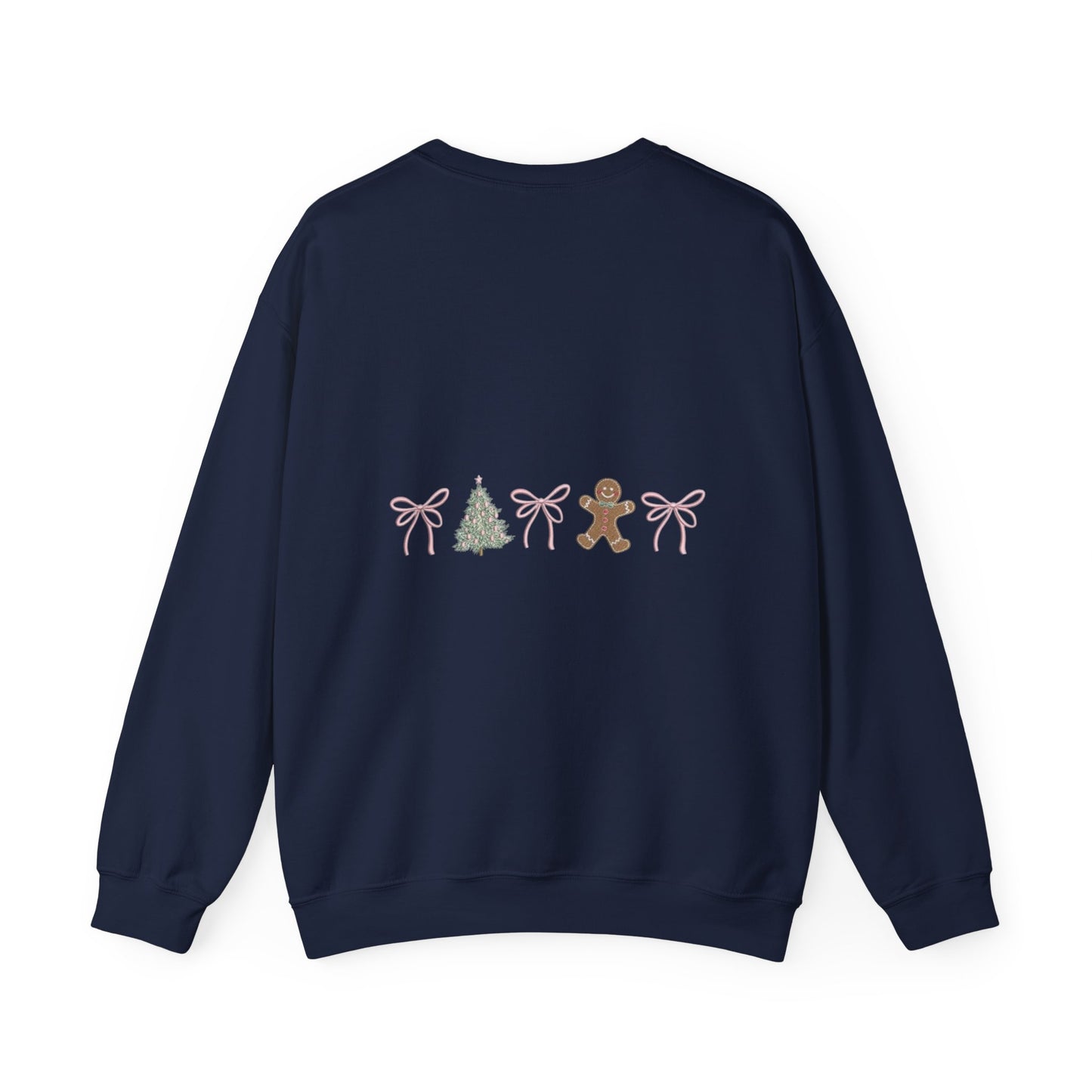 Christmas Crewneck Sweatshirt — "Coquette Christmas" Gingerbread & Tree Holiday Pullover
