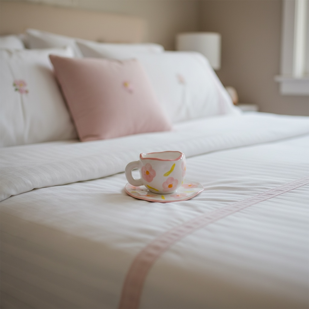 weiss Coquette Ästhetik Tasse mit rosa blumen