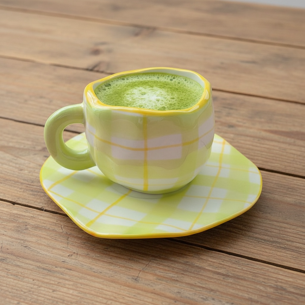 Trinkgläser Retro Plaid Tasse Grün