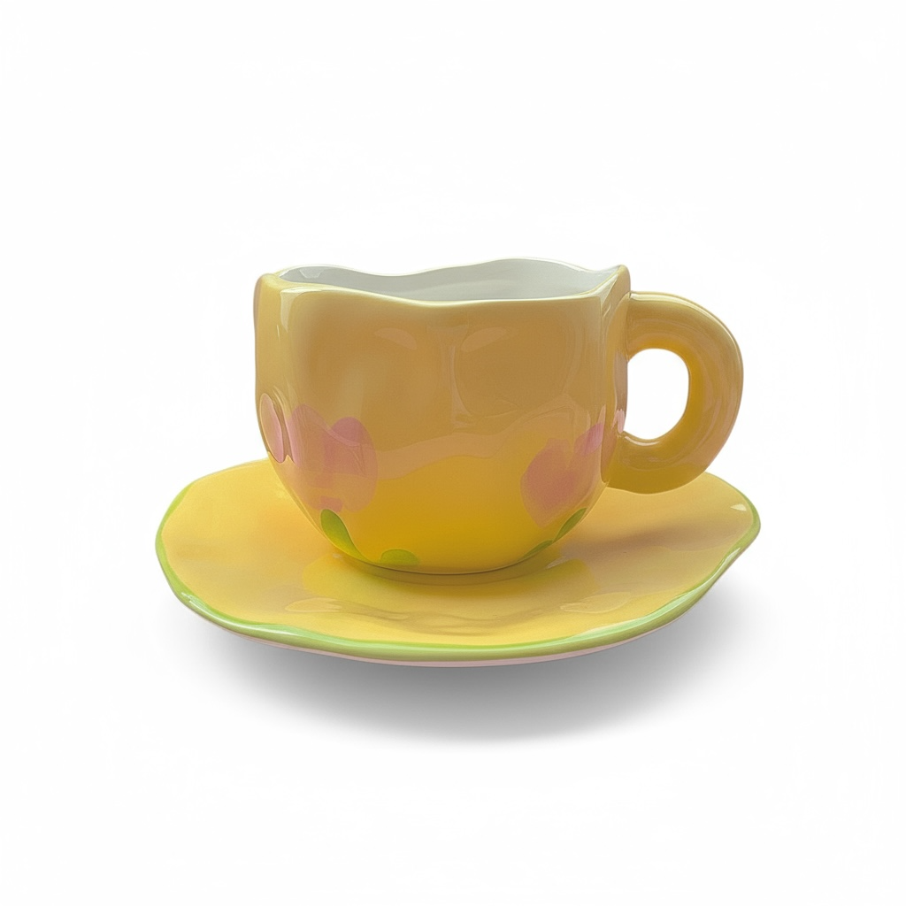 Tasse mit Untertasse – Gelbe Tulpenblume
