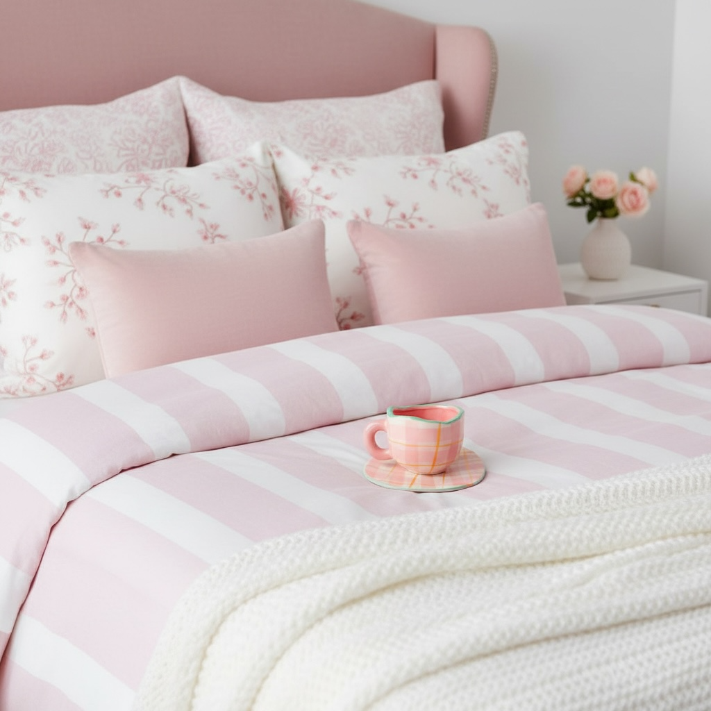 Schöne Gläser rosa Vintage Coquette Tasse Retro kariert