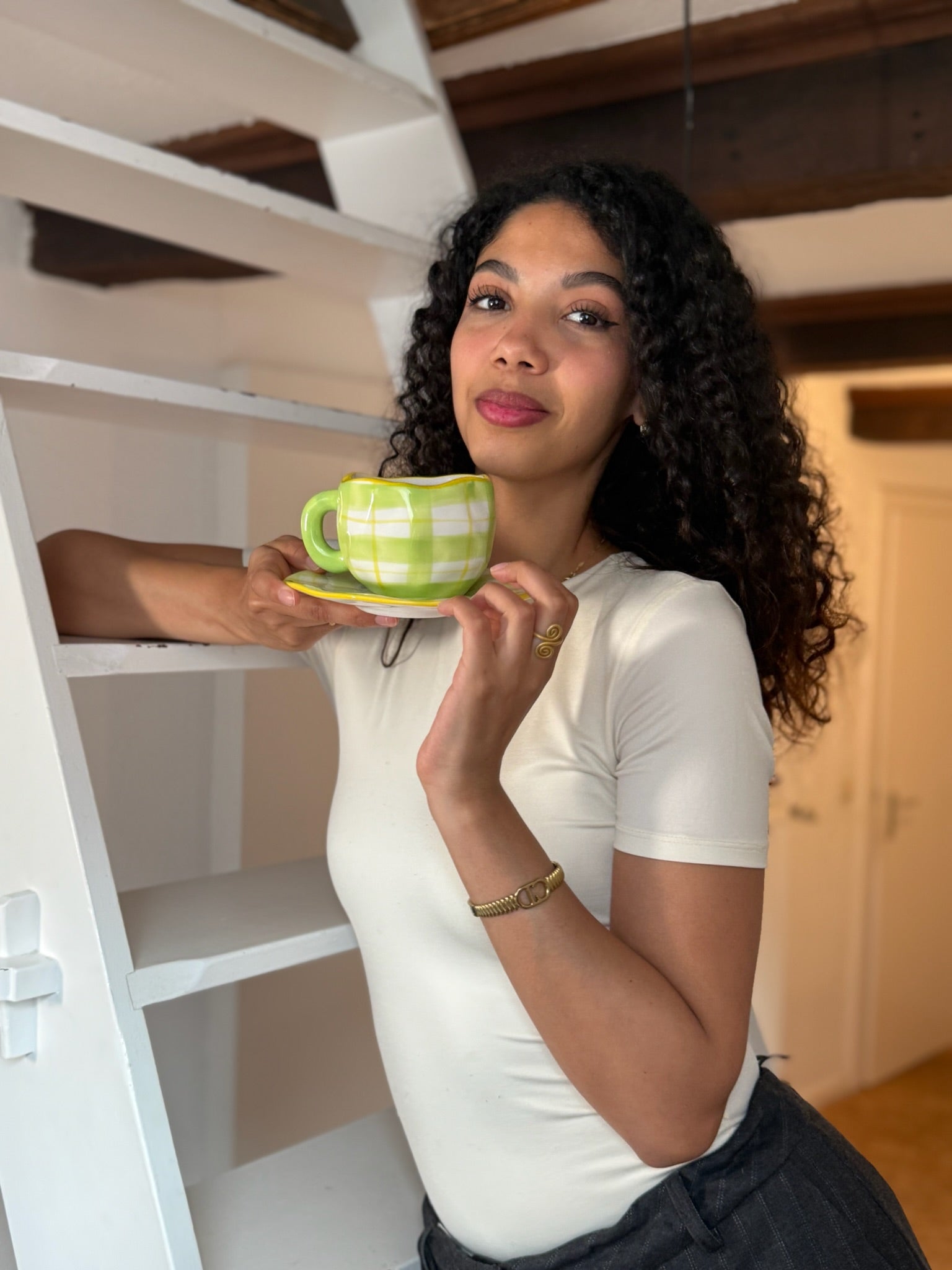 Trinkgläser Retro Plaid Tasse Grün