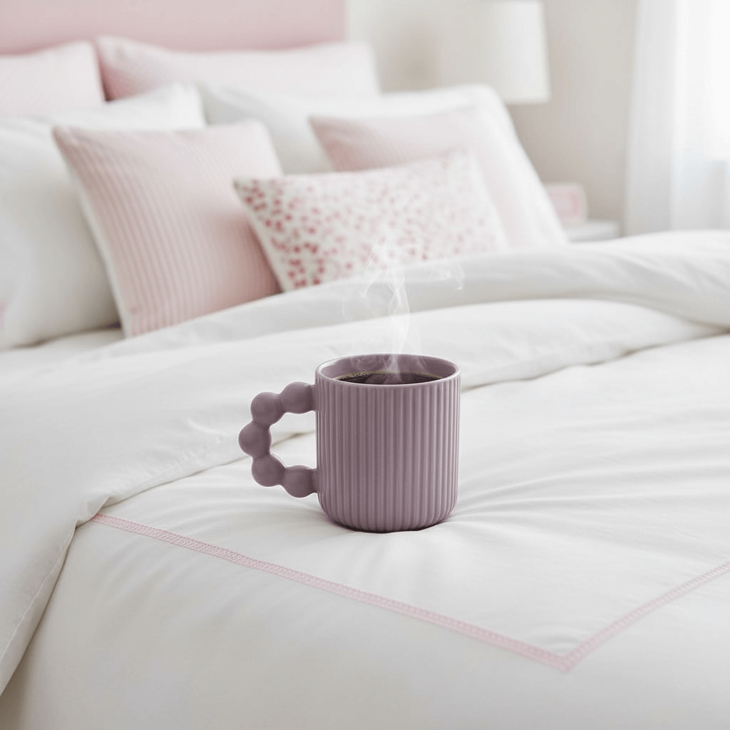 Gläser Set lila Tasse mit Blasengriff