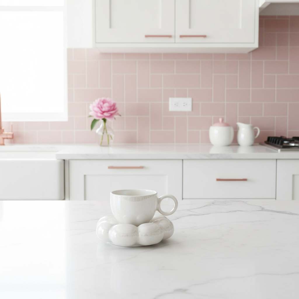 Aesthetic Gläser perleweiße Wolkenblumen Tasse