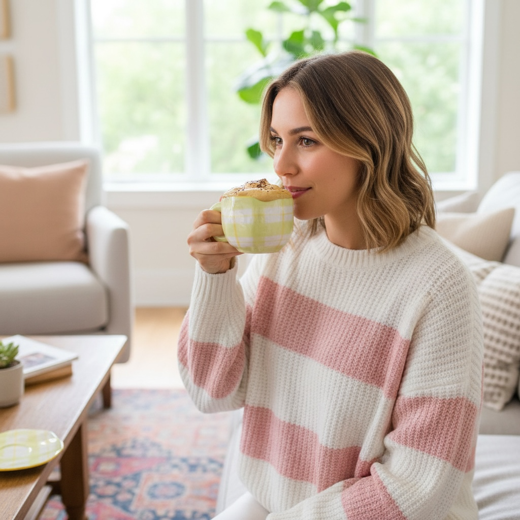 Trinkgläser Retro Plaid Tasse Grün