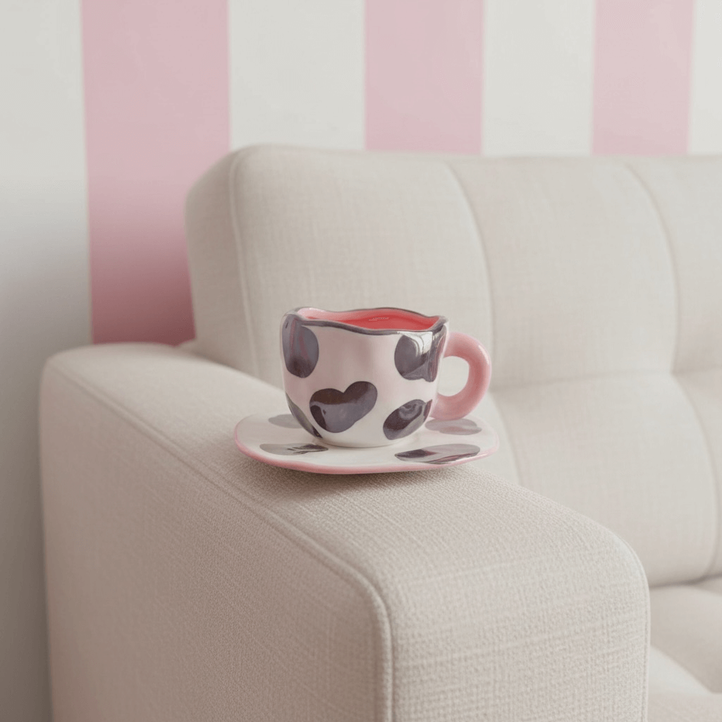 keramik tasse mit Kuh-Print