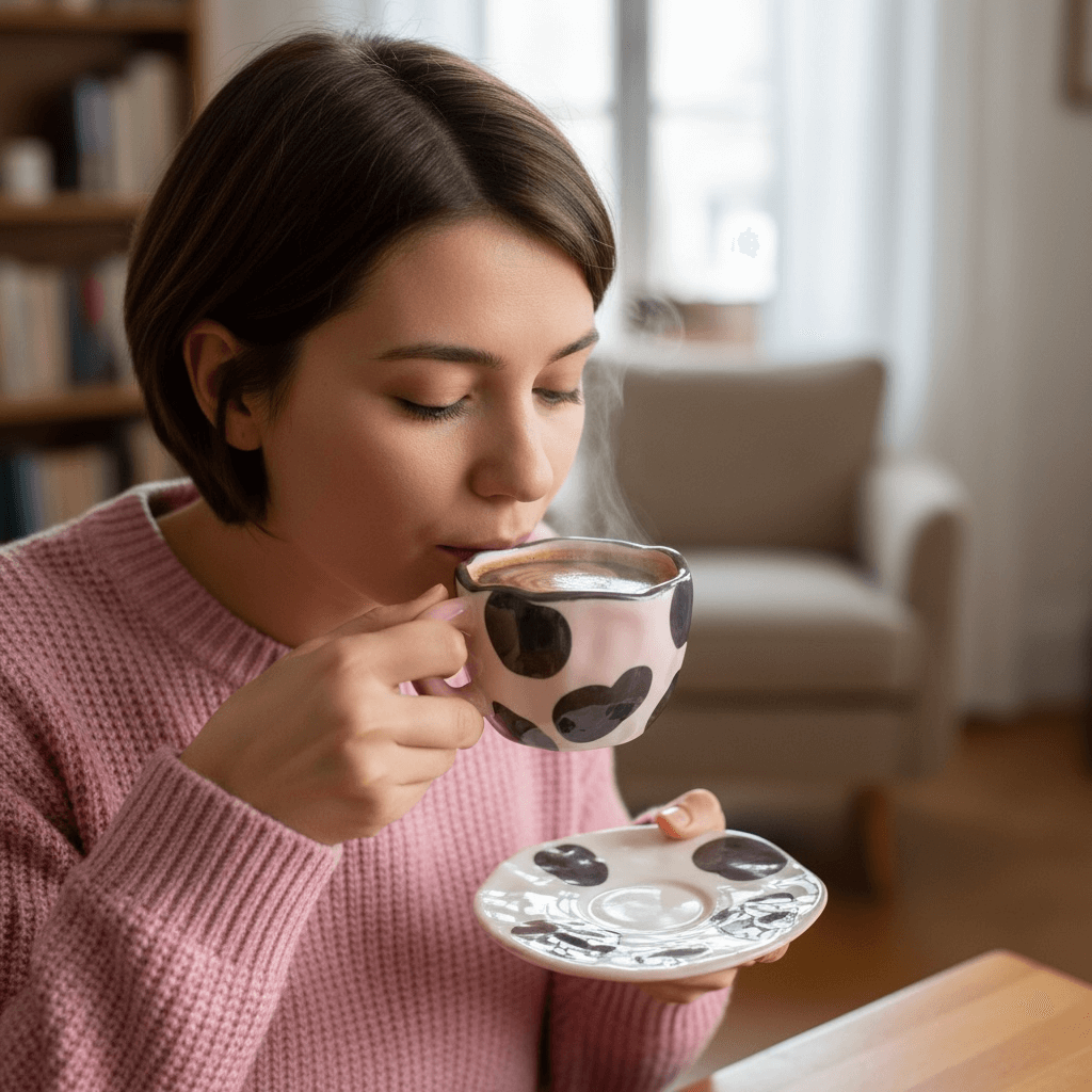 keramik tasse mit Kuh-Print