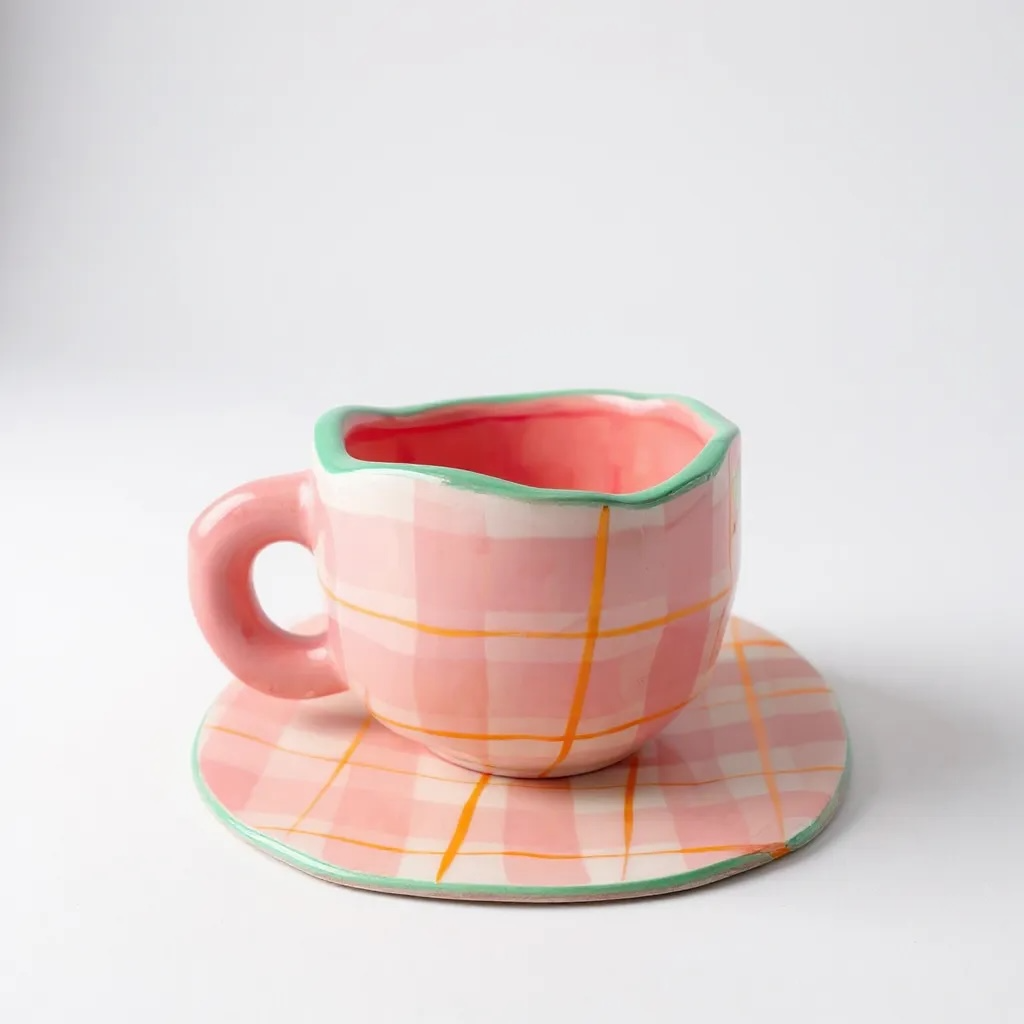 Vintage Coquette Mug Pink Retro plaid