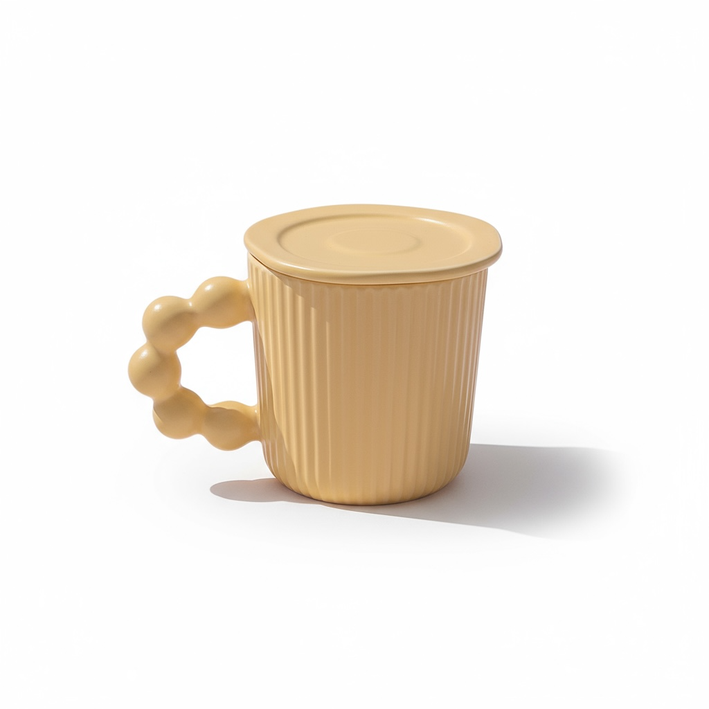 Teetasse gelb mit Sprudelgriff