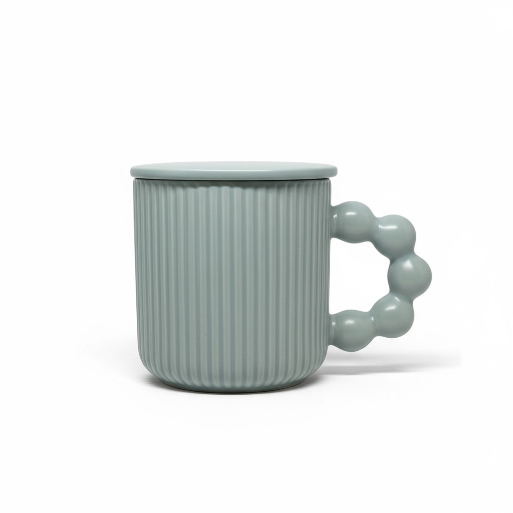 Blue Bubbly Handle Mug