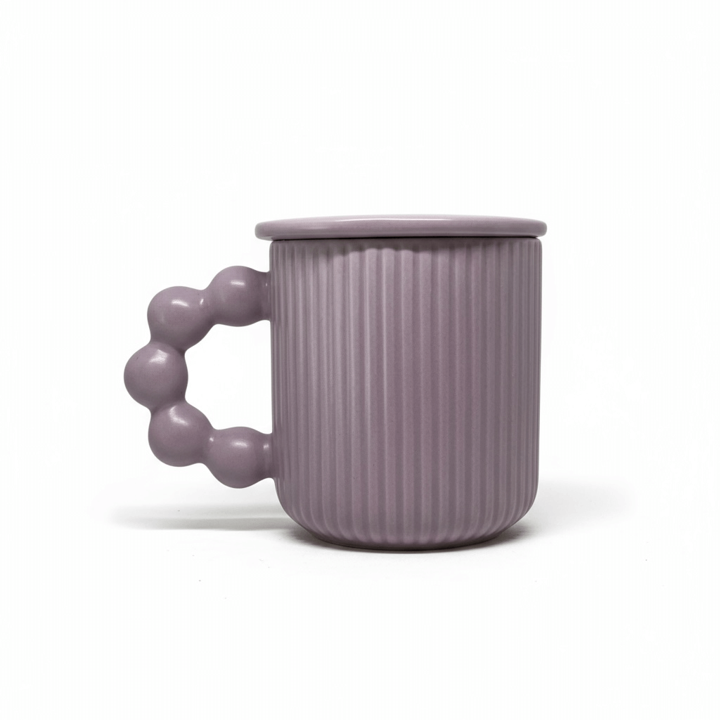 Gläser Set lila Tasse mit Blasengriff