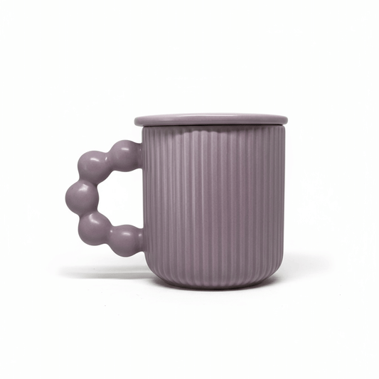 Gläser Set lila Tasse mit Blasengriff