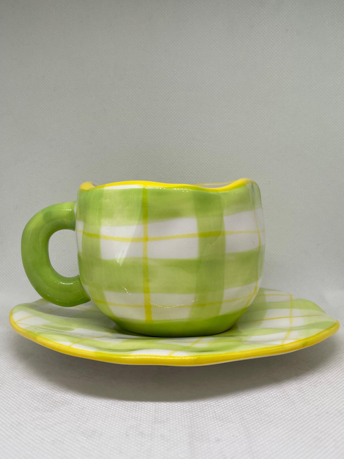 Trinkgläser Retro Plaid Tasse Grün