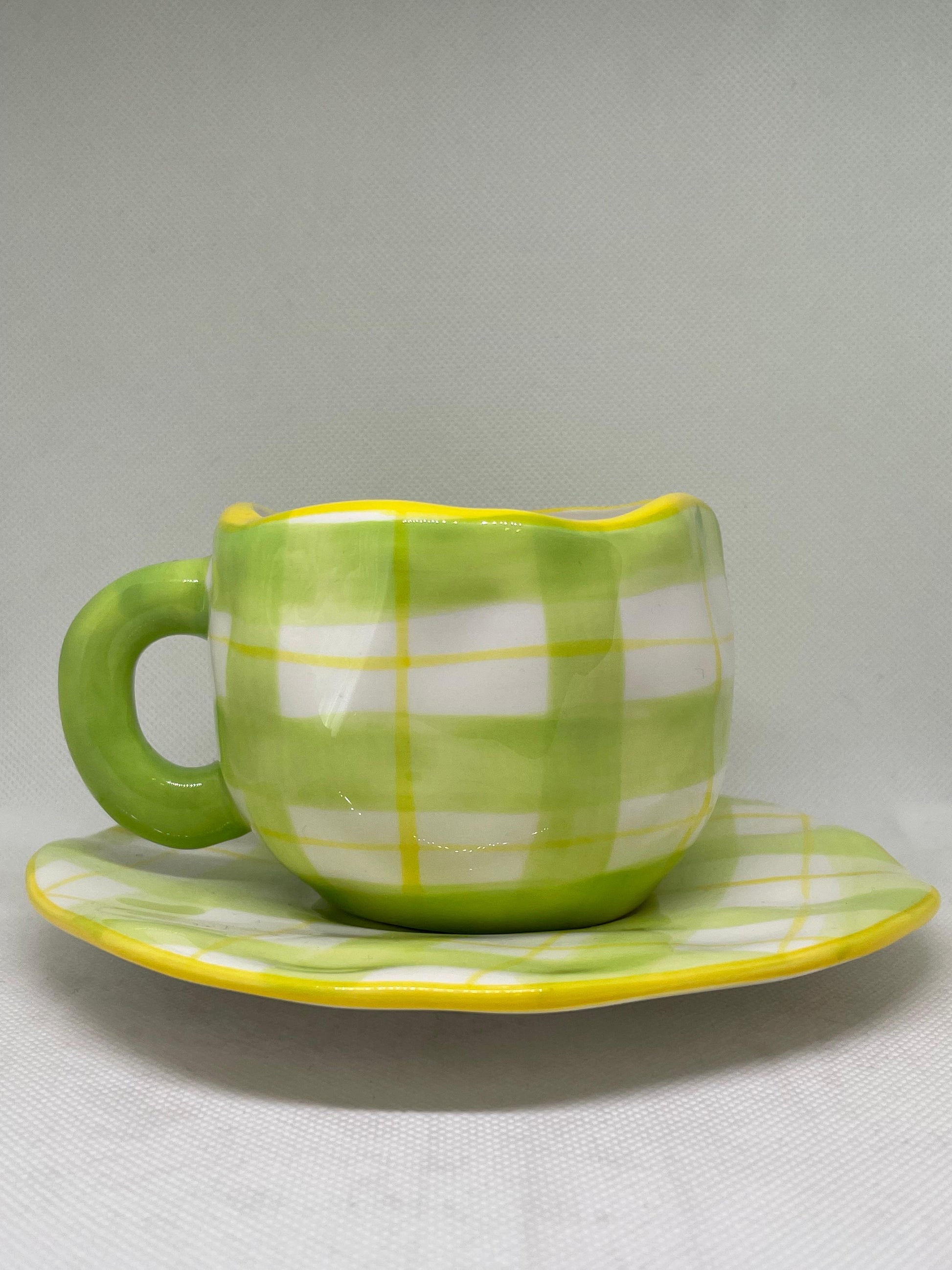 Trinkgläser Retro Plaid Tasse Grün